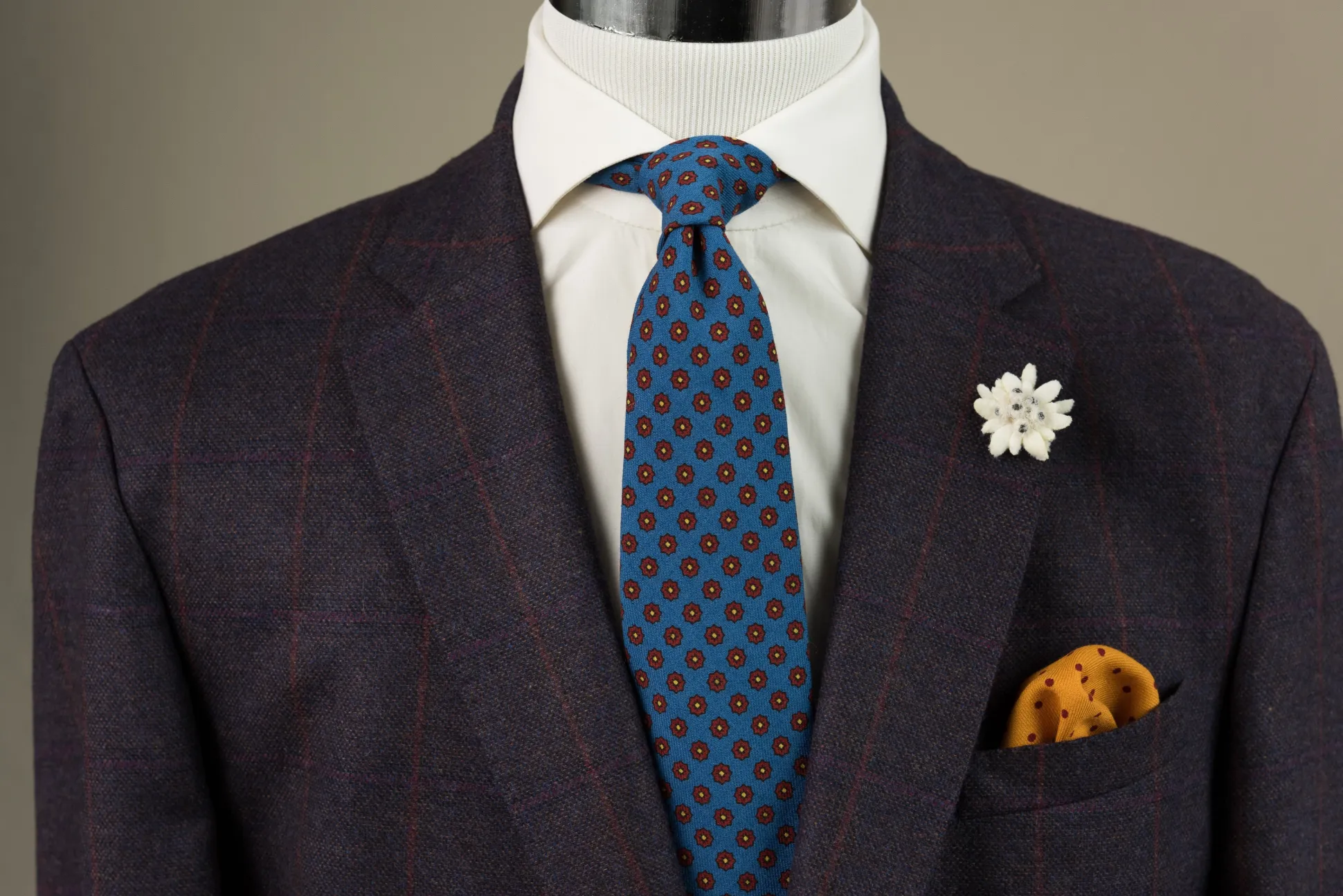 Mohair Blue Geometric Wool Challis Tie