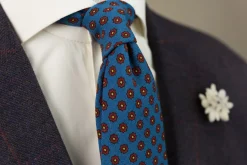 Mohair Blue Geometric Wool Challis Tie
