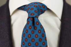 Mohair Blue Geometric Wool Challis Tie