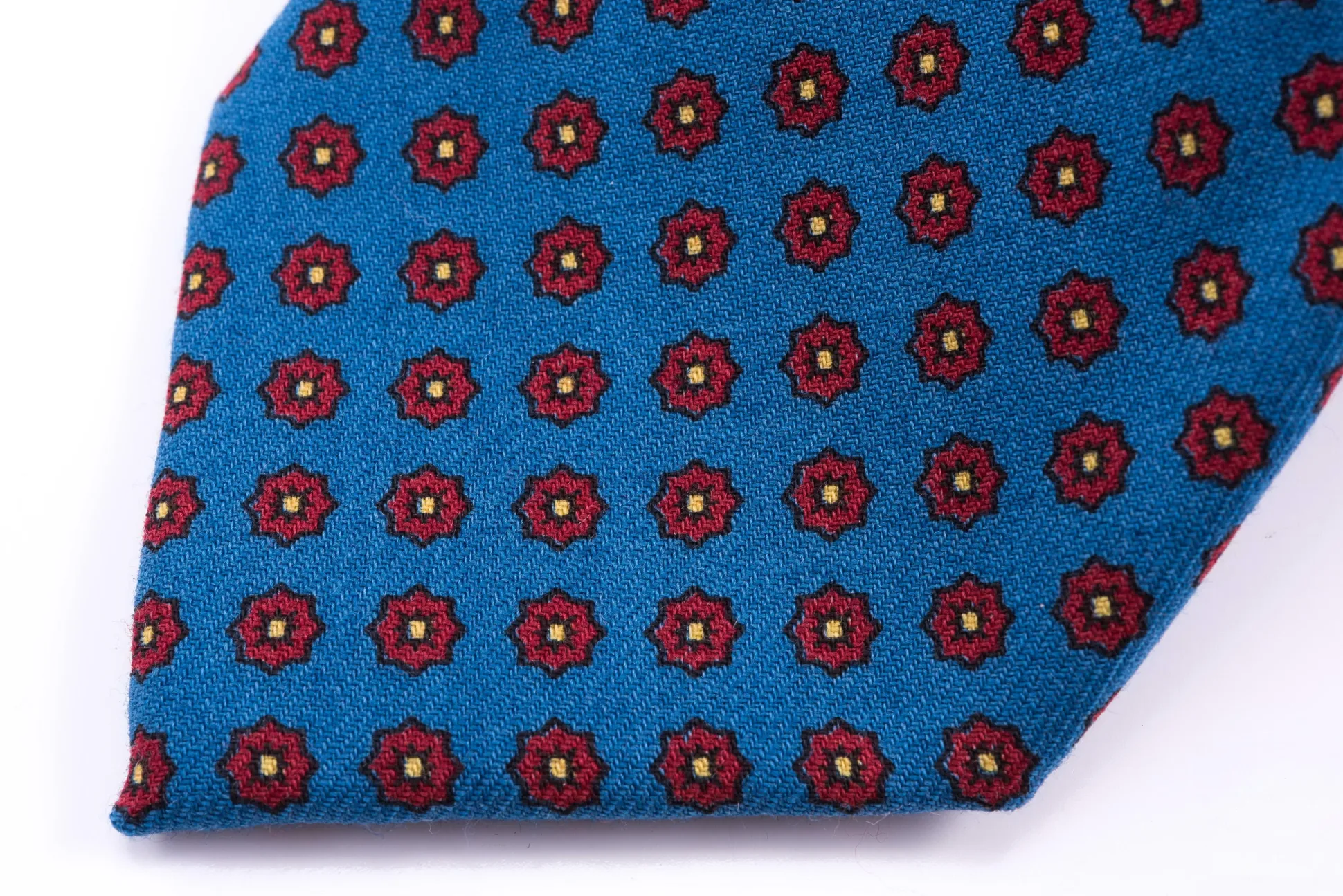 Mohair Blue Geometric Wool Challis Tie