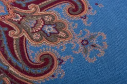 Mohair Blue Medallion Silk Wool Pocket Square