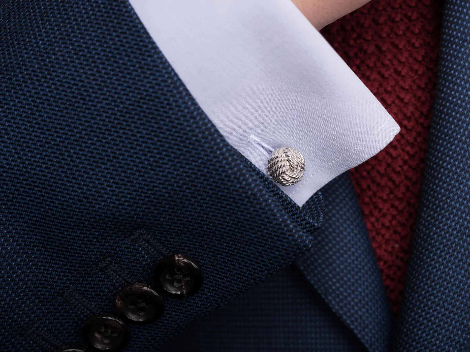 Monkey Fist Knot Platinum Cufflinks