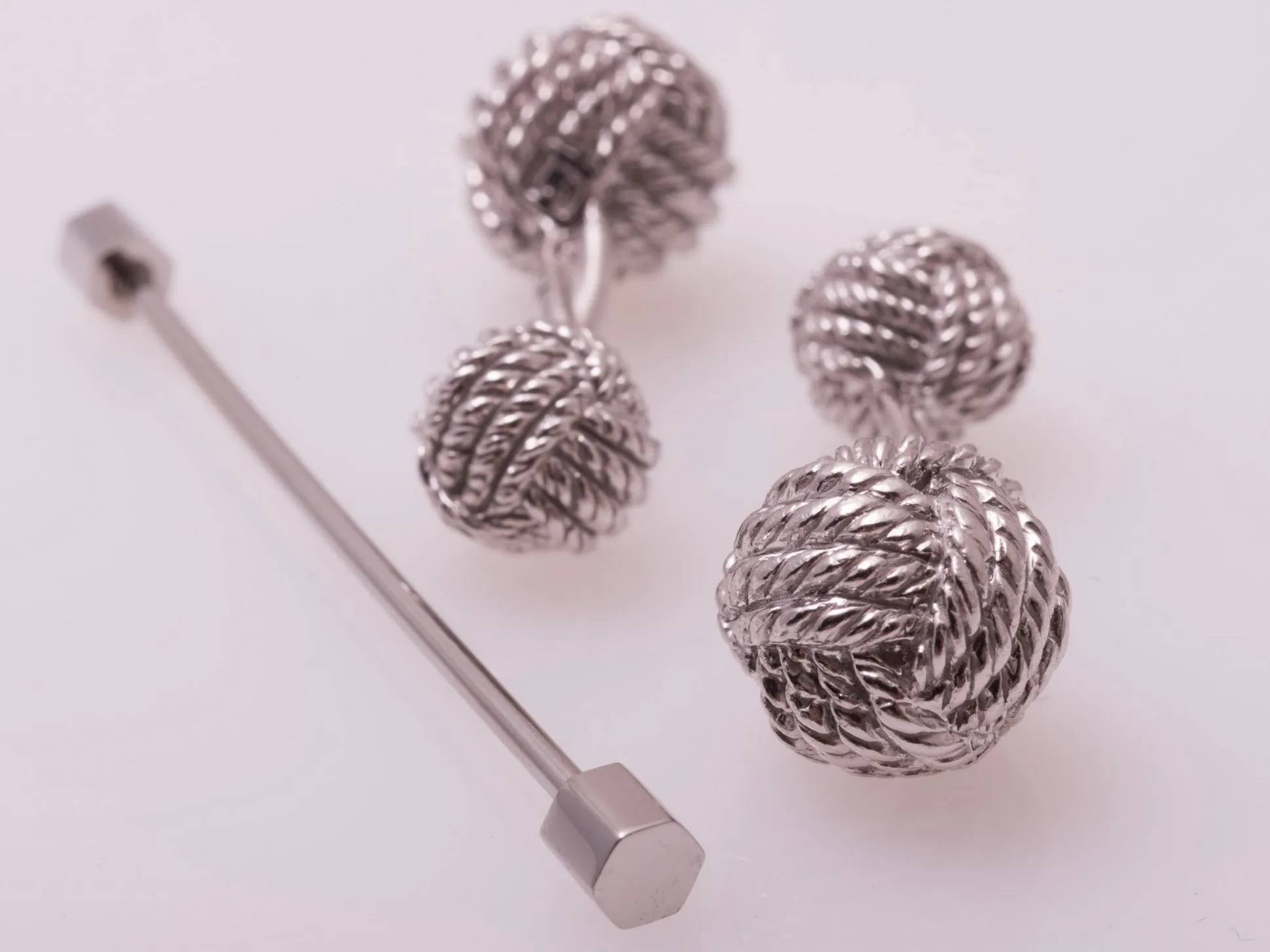 Monkey Fist Knot Platinum Cufflinks