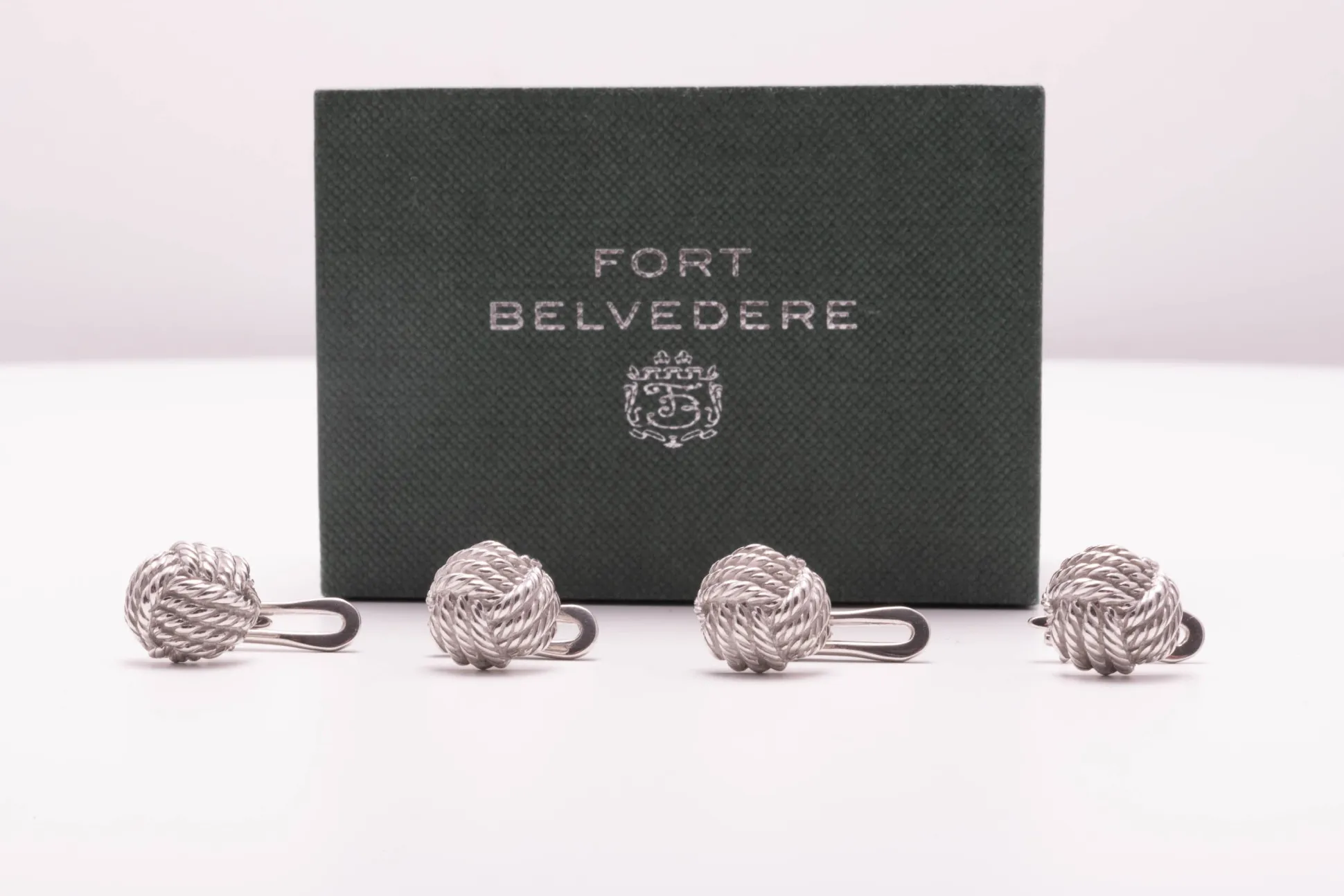 Monkey Fist Knot Platinum Shirt Studs