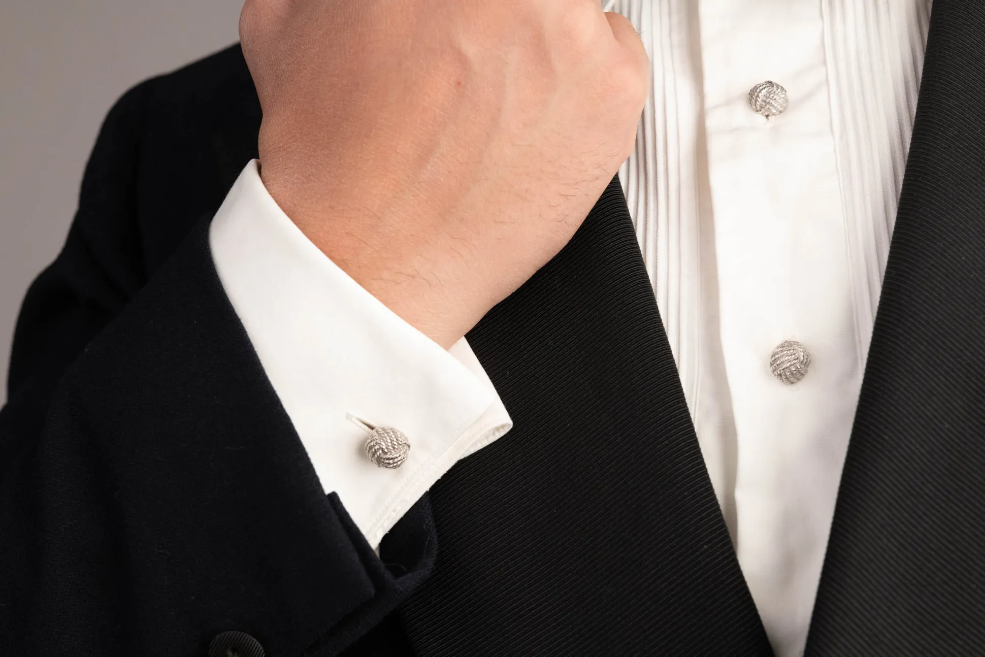 Monkey Fist Knot Platinum Shirt Studs