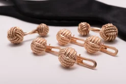 Monkey Fist Knot Rose Gold Vermeil Shirt Studs