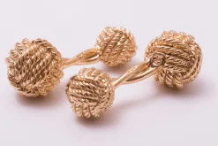 Monkey Fist Knot Yellow Gold Vermeil Cufflinks