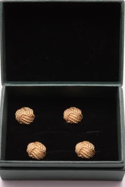 Monkey Fist Knot Yellow Gold Vermeil Shirt Studs