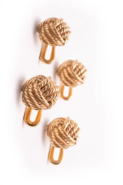 Monkey Fist Knot Yellow Gold Vermeil Shirt Studs