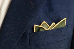 Moss Green Geometric Medallion Silk Wool Pocket Square