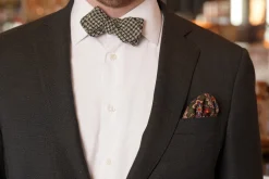 Moss Green Geometric Medallion Silk Wool Pocket Square