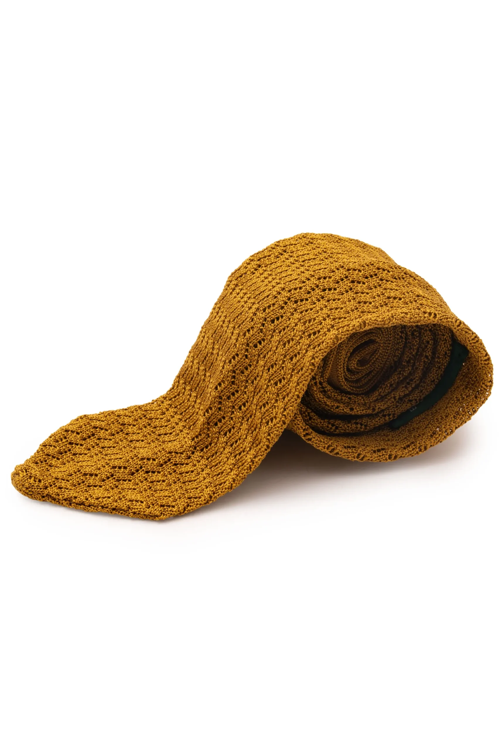 Mustard Brown Yellow Zigzag Silk Knit Tie