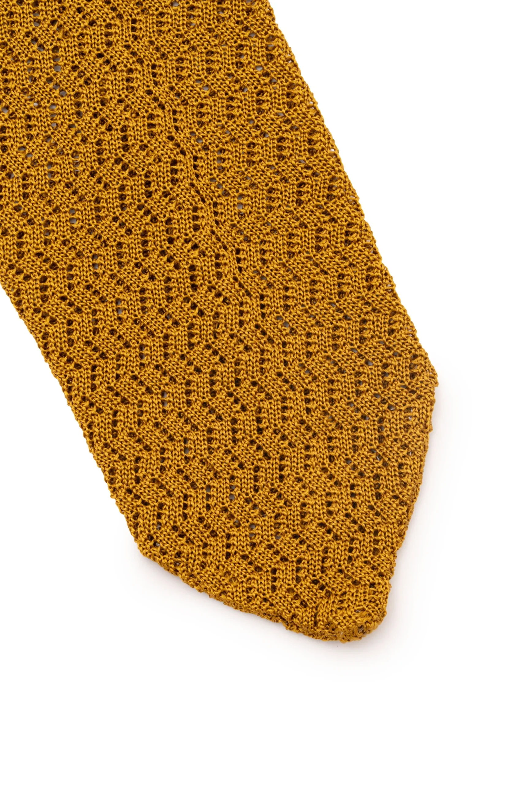 Mustard Brown Yellow Zigzag Silk Knit Tie