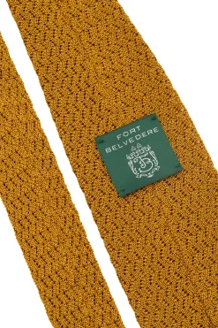 Mustard Brown Yellow Zigzag Silk Knit Tie