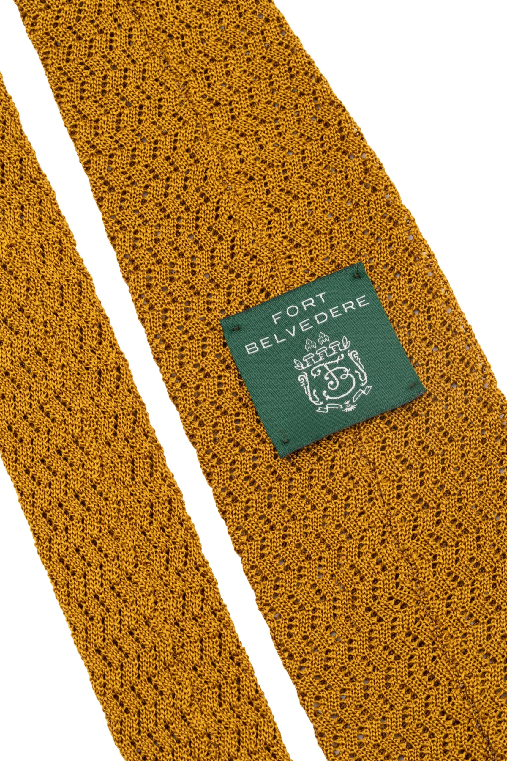 Mustard Brown Yellow Zigzag Silk Knit Tie