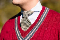 Navy & Beige Houndstooth Silk Bourette Tie