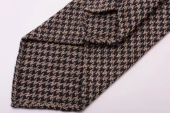 Navy & Beige Houndstooth Silk Bourette Tie