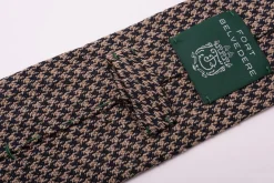 Navy & Beige Houndstooth Silk Bourette Tie