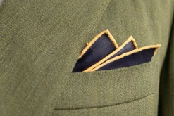 Navy Blue Geometric Medallion Silk Wool Pocket Square