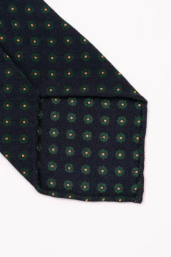 Navy Blue Geometric Wool Challis Tie