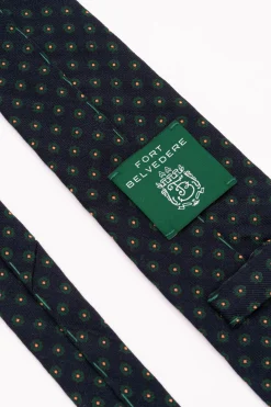 Navy Blue Geometric Wool Challis Tie