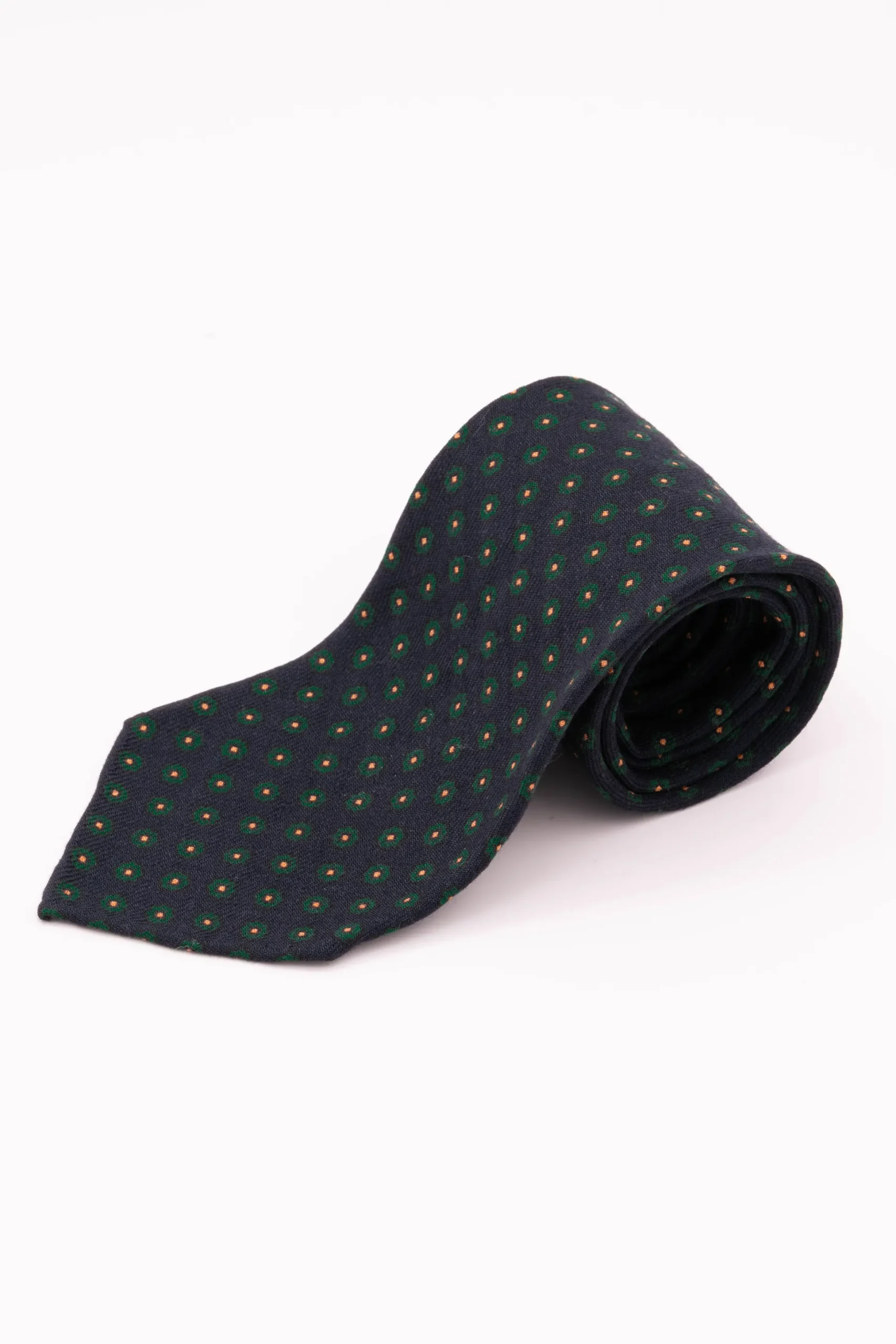 Navy Blue Geometric Wool Challis Tie