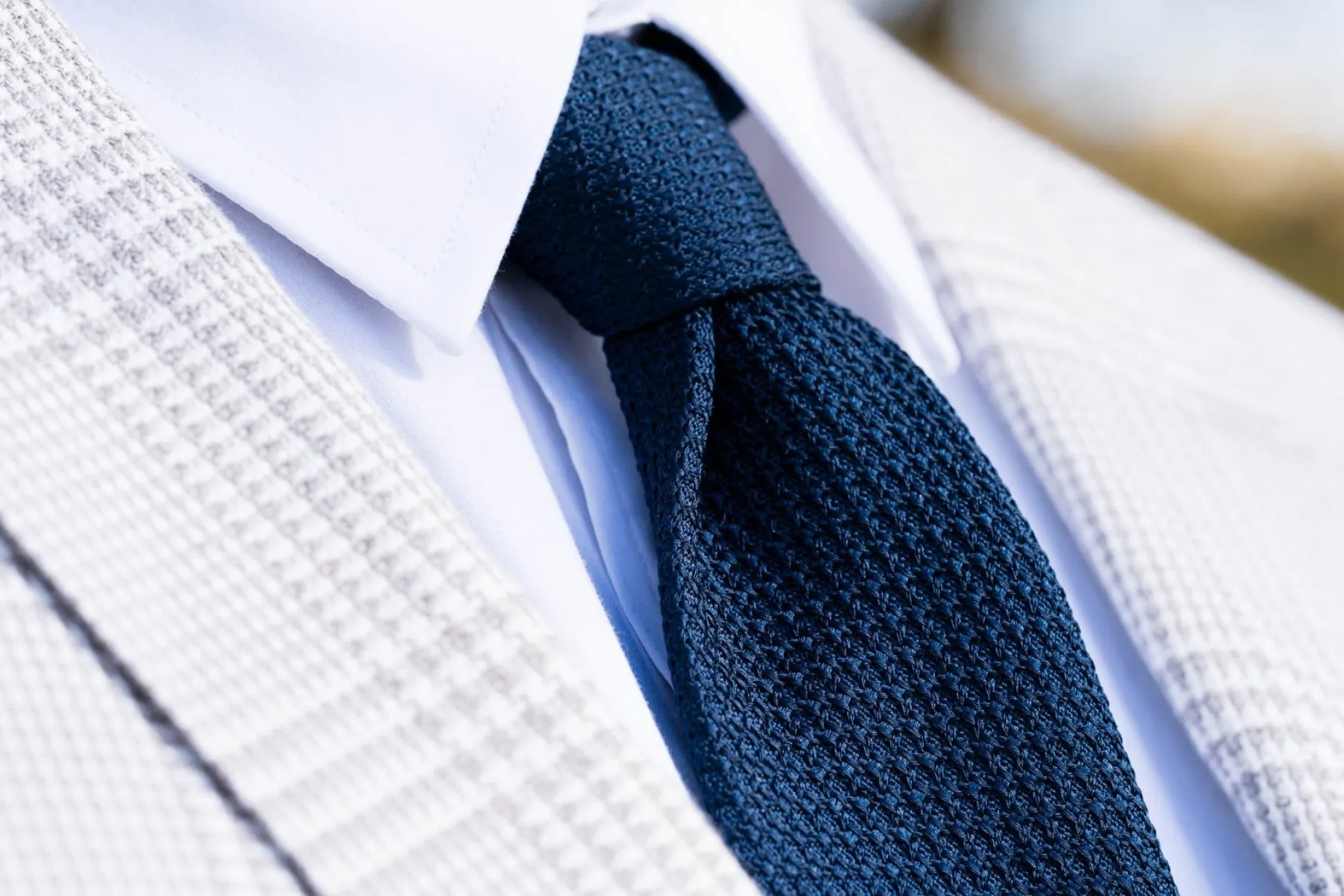 Navy Blue Grenadine Silk Tie