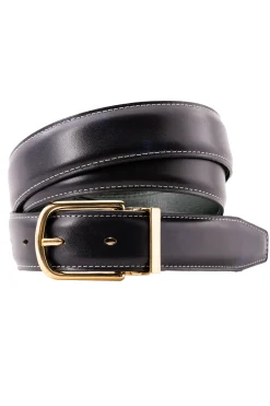 Navy Blue Museum Calf Leather Belt