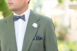 Navy Blue Paisley Silk Wool Pocket Square