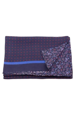 Navy Blue Polka Dots & Paisley Reversible Scarf