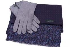 Navy Blue Polka Dots & Paisley Reversible Scarf