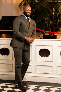 Navy & Blue Polka Dot Wool Challis Tie