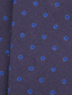 Navy & Blue Polka Dot Wool Challis Tie