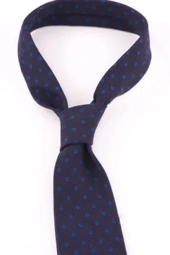 Navy & Blue Polka Dot Wool Challis Tie
