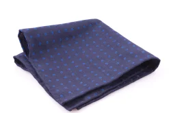 Navy & Blue Polka Dot Wool Challis Pocket Square