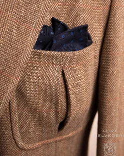 Navy & Blue Polka Dot Wool Challis Pocket Square