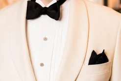 Navy & Blue Polka Dot Wool Challis Pocket Square