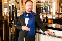 Navy & Blue Polka Dot Wool Challis Pocket Square