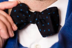 Navy & Blue Polka Dot Wool Challis Bow Tie