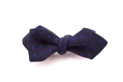Navy & Blue Polka Dot Wool Challis Bow Tie