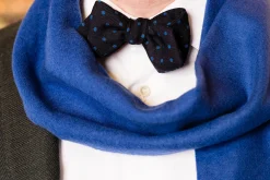 Navy & Blue Polka Dot Wool Challis Bow Tie