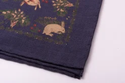 Navy Blue Rabbits Silk Wool Pocket Square