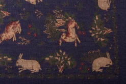 Navy Blue Rabbits Silk Wool Pocket Square