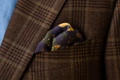 Navy Blue Rabbits Silk Wool Pocket Square