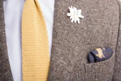 Navy Blue Rabbits Silk Wool Pocket Square