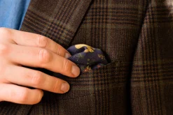 Navy Blue Rabbits Silk Wool Pocket Square