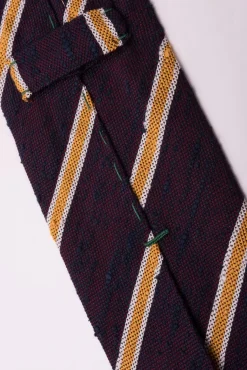 Navy Blue & Red Striped Shantung Silk Tie