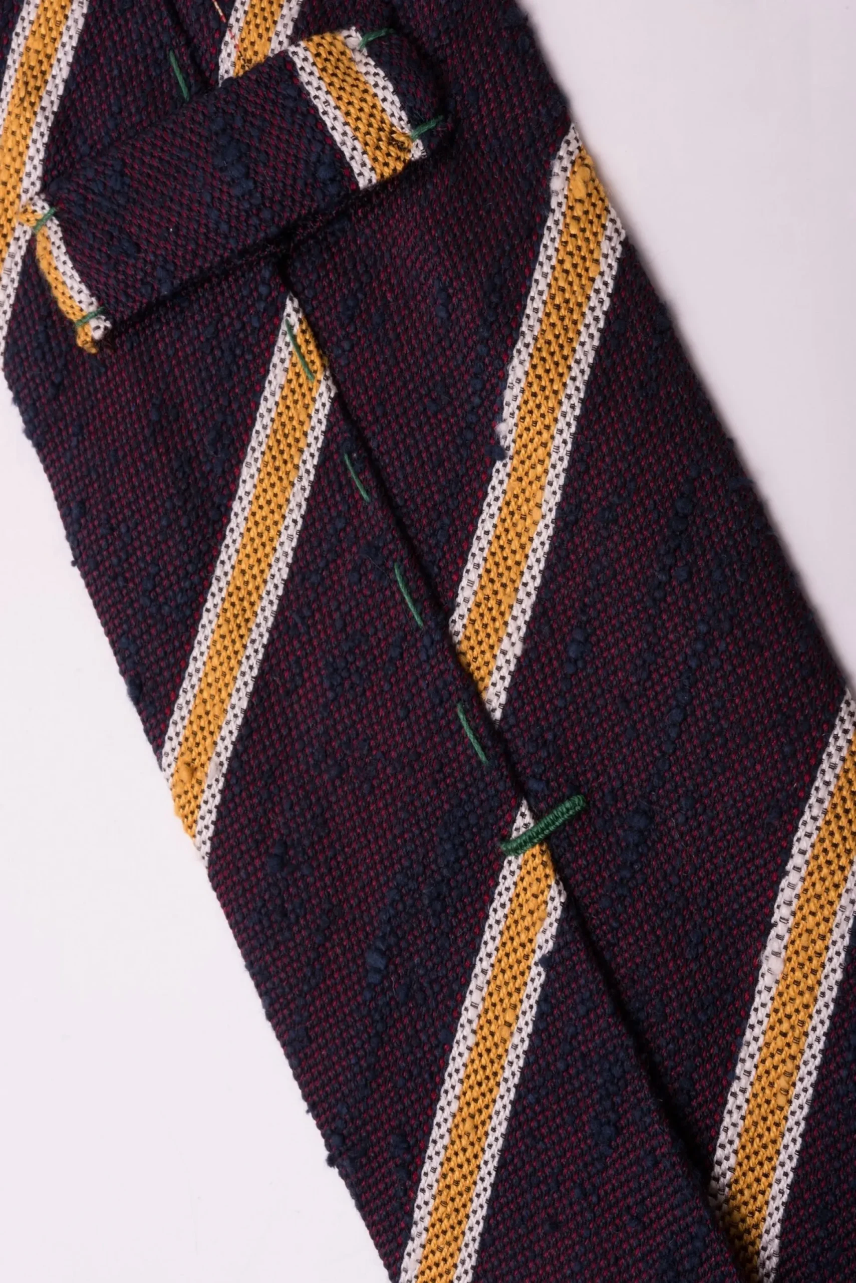 Navy Blue & Red Striped Shantung Silk Tie