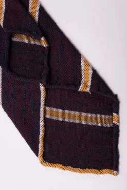 Navy Blue & Red Striped Shantung Silk Tie