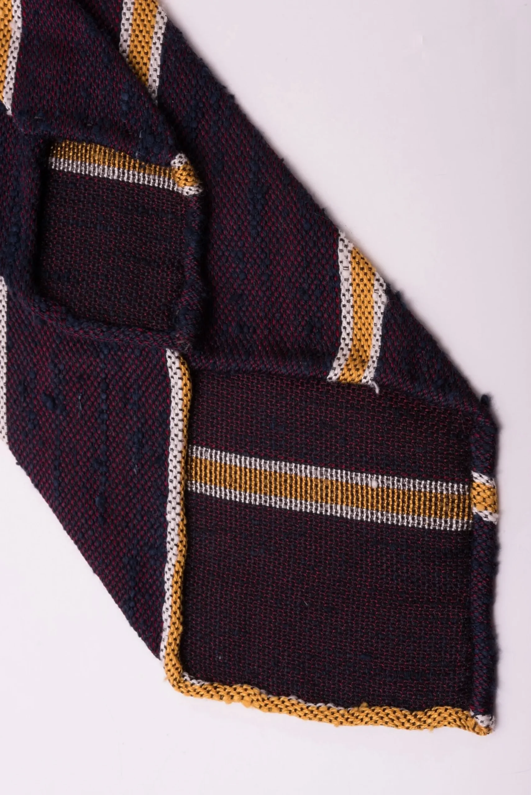 Navy Blue & Red Striped Shantung Silk Tie